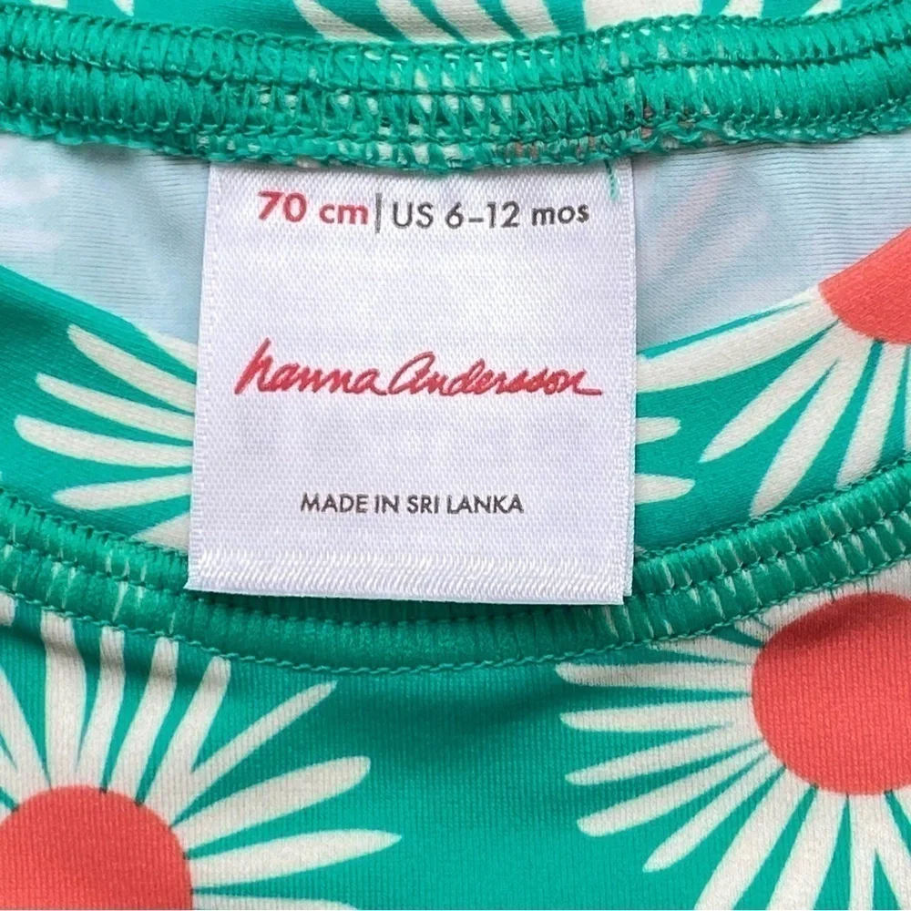 Hanna Andersson Baby Rash Guard Green With Daisies 6-12 Months